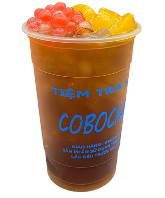 Trà Đào Miếng + Trân Châu Củ Năng Cobochai