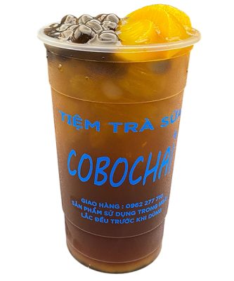 Trà Đào Miếng + Trân Châu Đen Cobochai