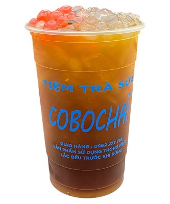 Trà Đào Trân Châu Trắng + Trân Châu Củ Năng Cobochai